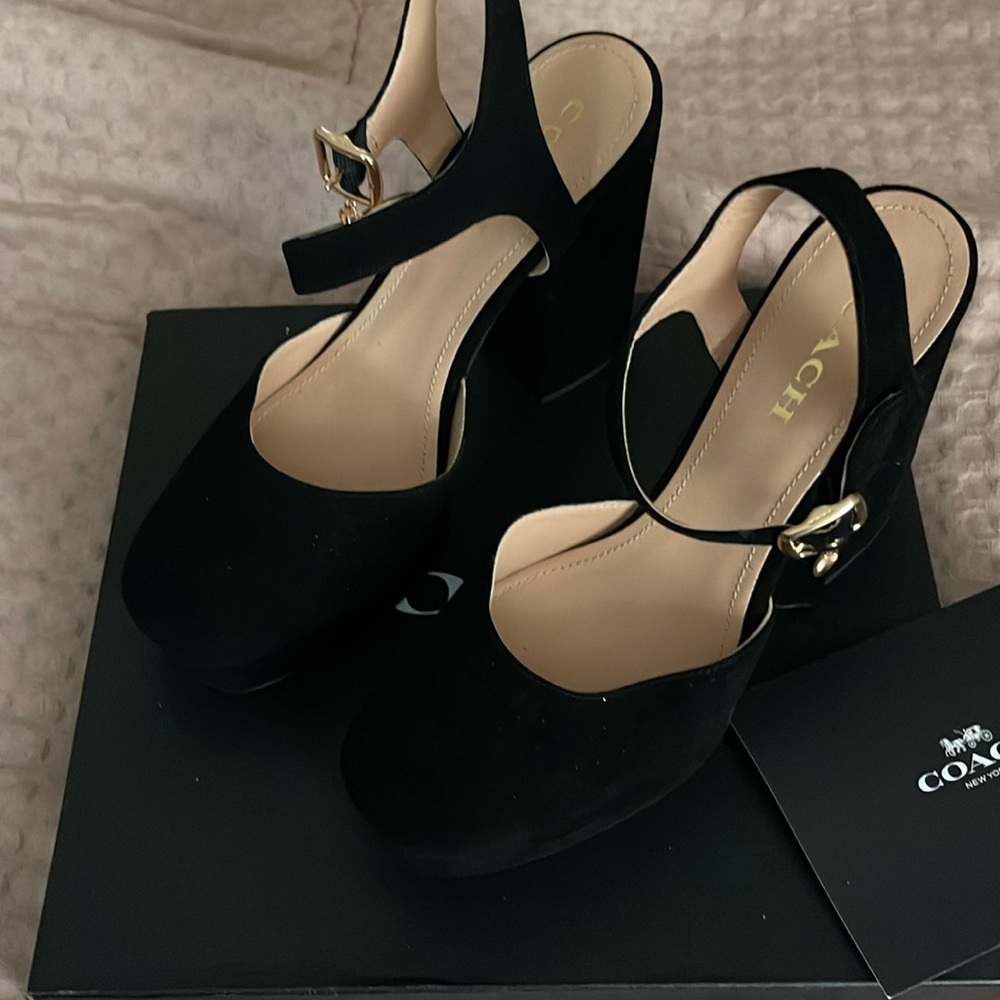 Coach Suede 
4 3/4" heel